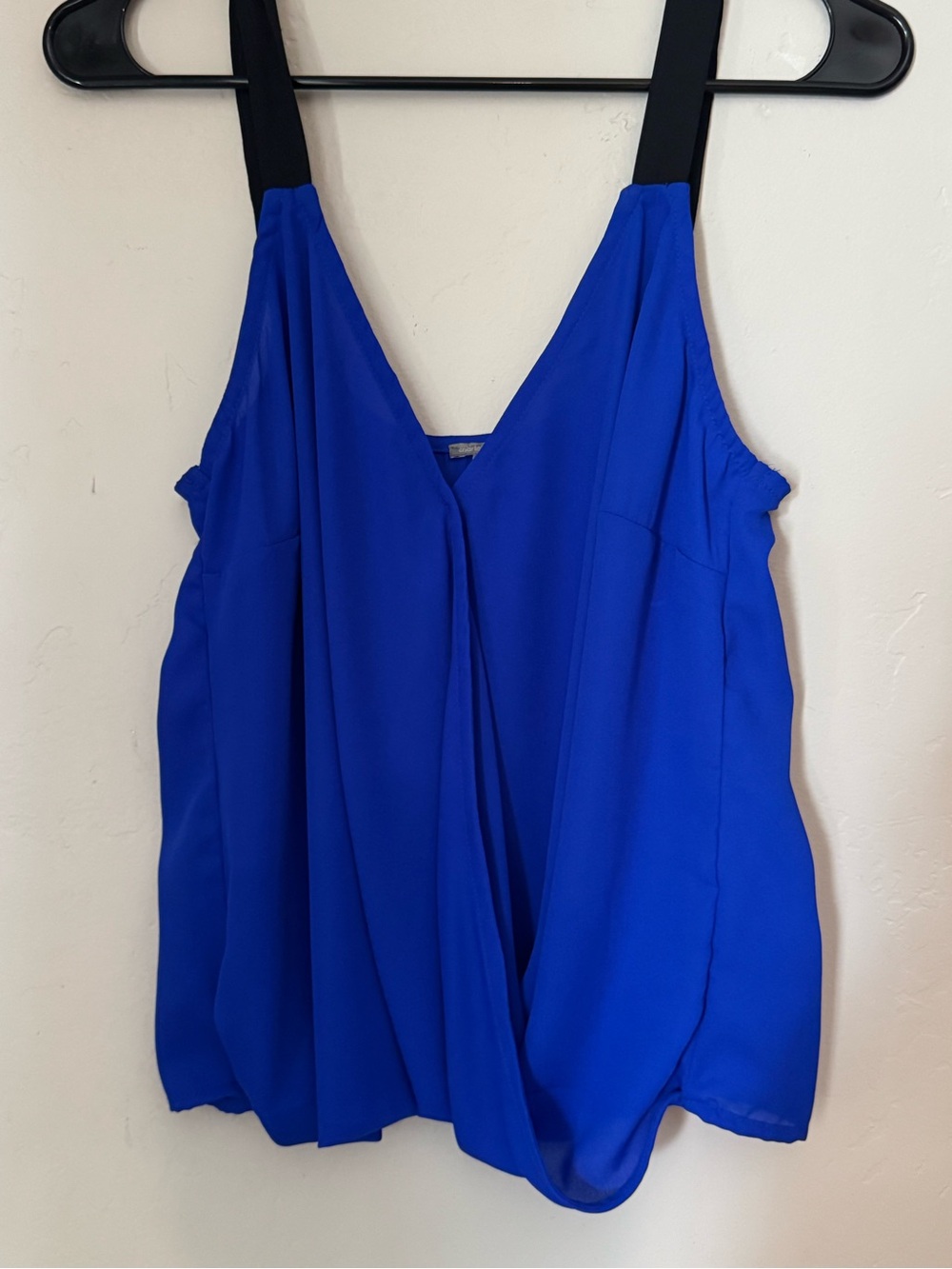 Charlotte Russe Royal Blue Draped V-Neck Camisole with Black Straps